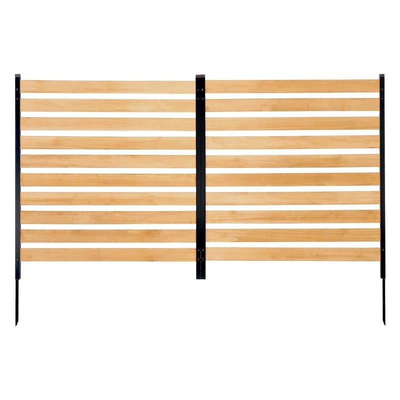 VEVOR Wood Privacy Fence, 38" W X 42" L, 2-Panel Slatted Air Conditioner Fence Screen, Pool Equipment Enclosure with Metal Stakes, Easy DIY Installation, Outdoor Trash Can Hider for Garden Decoration Allinoneshop-24