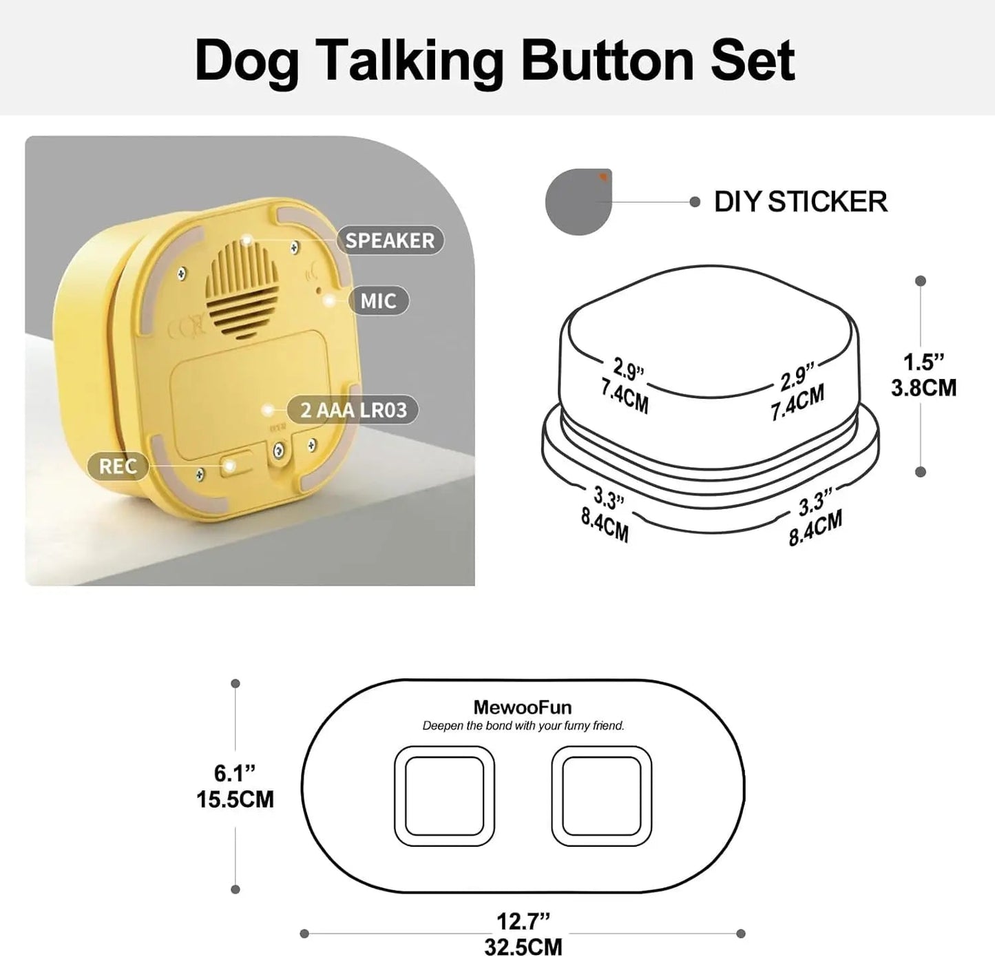Voice Recording Button Pet Toys Dog Buttons for Communication Pet Training Buzzer Recordable Talking Button with Mat Allinoneshop-24