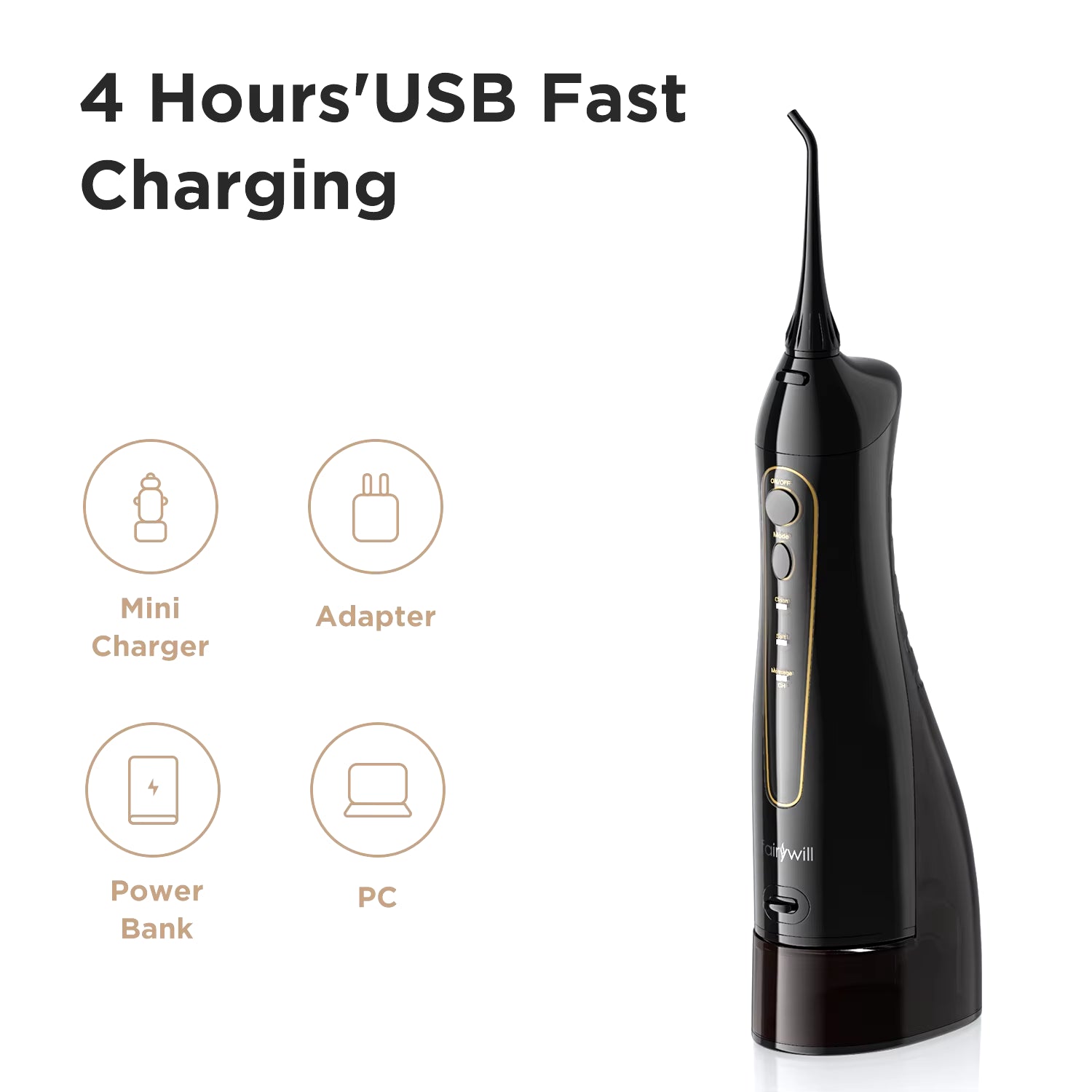 Water Flossers for Teeth 300ML Oral Irrigator Rechargeable Portable Dental 3 Modes Water Tank Waterproof Teeth Cleaner Allinoneshop-24