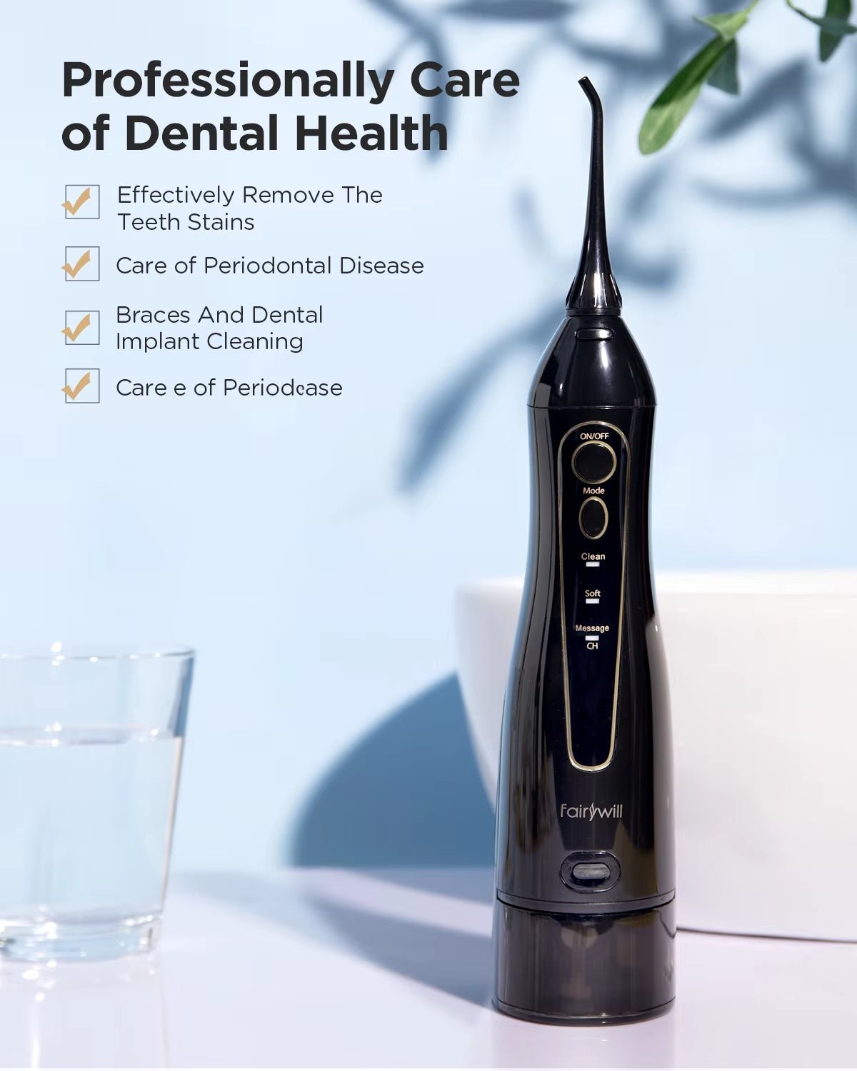 Water Flossers for Teeth 300ML Oral Irrigator Rechargeable Portable Dental 3 Modes Water Tank Waterproof Teeth Cleaner Allinoneshop-24
