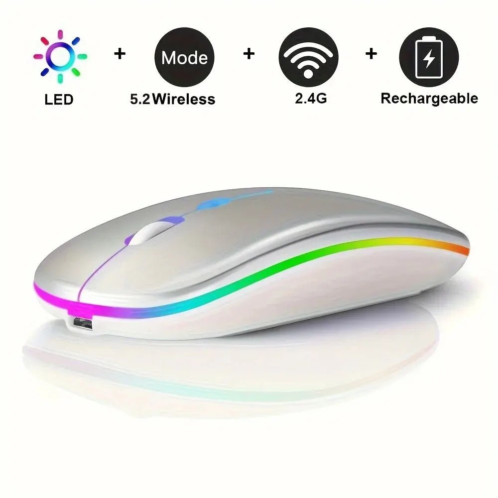 Wireless Mouse Gaming Mouse Backlight USB Compatible RGB Rechargeable Mice Silent Backlit Ergonomic Gaming Mouse for Laptop PC Allinoneshop-24