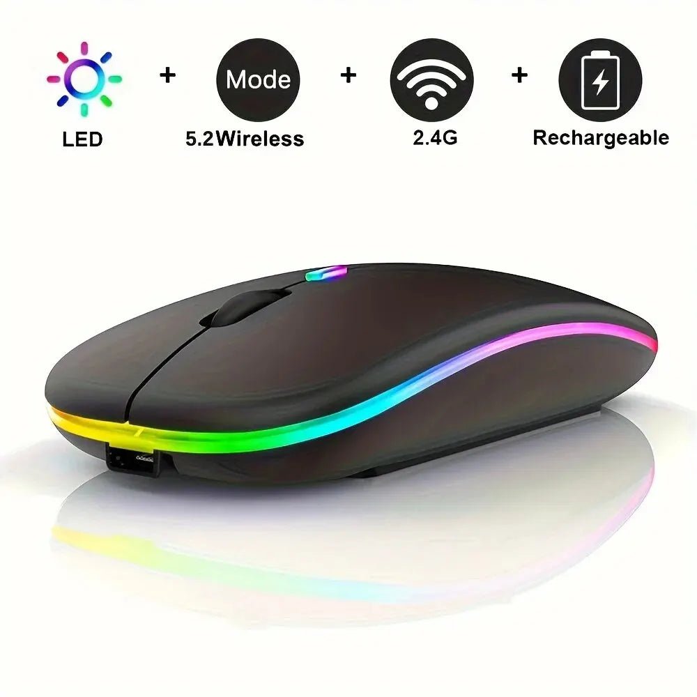 Wireless Mouse Gaming Mouse Backlight USB Compatible RGB Rechargeable Mice Silent Backlit Ergonomic Gaming Mouse for Laptop PC Allinoneshop-24
