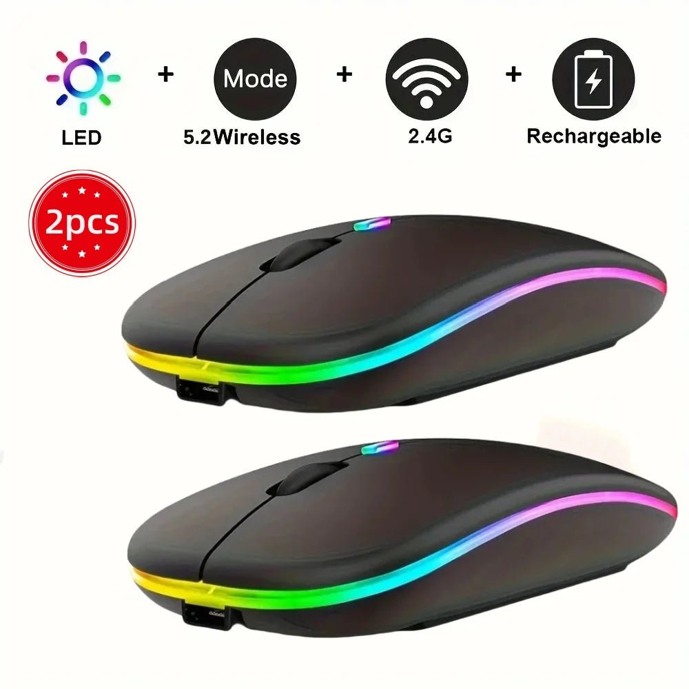 Wireless Mouse Gaming Mouse Backlight USB Compatible RGB Rechargeable Mice Silent Backlit Ergonomic Gaming Mouse for Laptop PC Allinoneshop-24