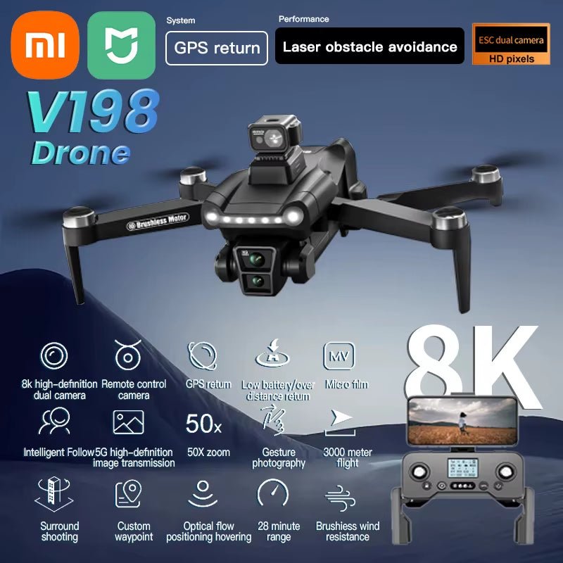 Xiaomi Mijia V198GPS Drone 4K Profesional FPV Brushless Laser Obstacle Avoidance Aerial Optical Foldable Quadcopter Mini 8K Dron Allinoneshop-24