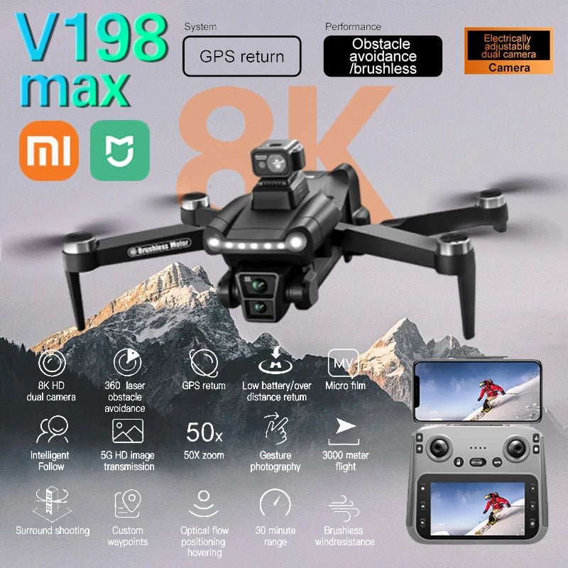 Xiaomi  V198GPS Drone ESC 8K Profesional Brushless Laser Obstacle Avoidance Aerial Optical Foldable Quadcopter Mini Dron Allinoneshop-24