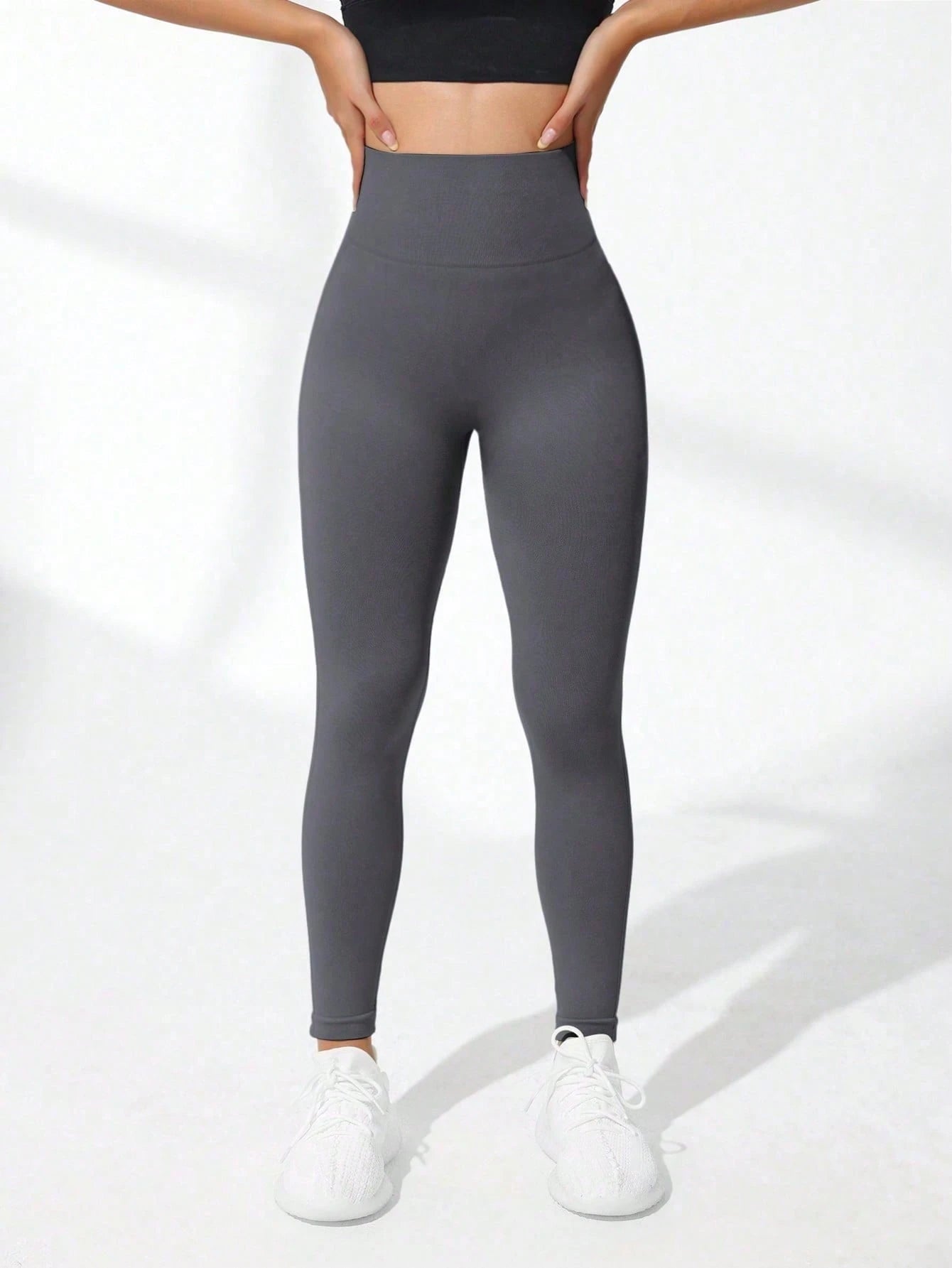 Yoga Basic Seamless High Elasticity Sports Leggings, Fashionable Solid Color Suitable for Summer Allinoneshop-24