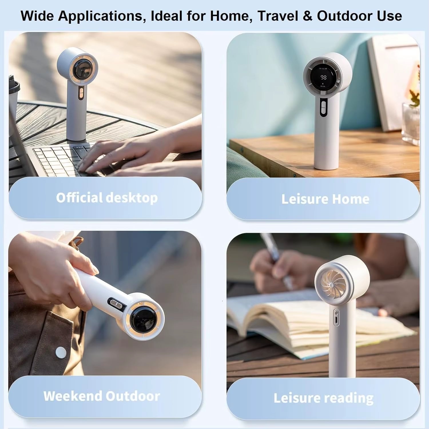 100 Gears Portable Handheld High-Speed Mini Fan LED Power Display Outdoor High-Speed Handheld Small Fan Allinoneshop-24