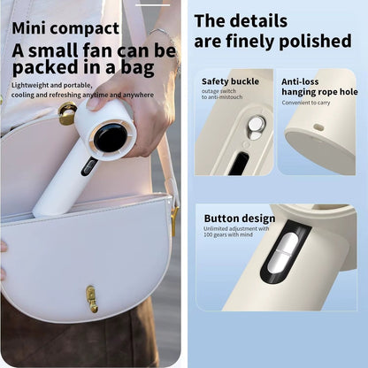 100 Gears Portable Handheld High-Speed Mini Fan LED Power Display Outdoor High-Speed Handheld Small Fan Allinoneshop-24