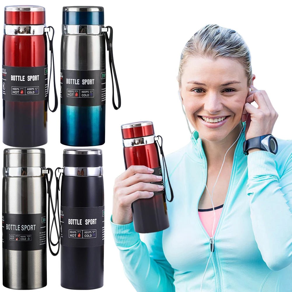1000Ml Thermal Water Bottle with Handle Insulated Thermal Bottle Large Capacity Vacuum Double Insulation Cup for Hot Cold Drinks Allinoneshop-24