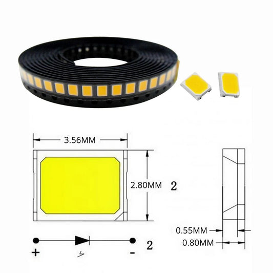 100Pcs SMT SMD 2835 LED Lamp Bead 20 - 25lm White Red Blue Green Yellow Beads Led Chip DC 1.8 - 3.6V Lights Emitting Diodes Lighting - Allinoneshop - 24