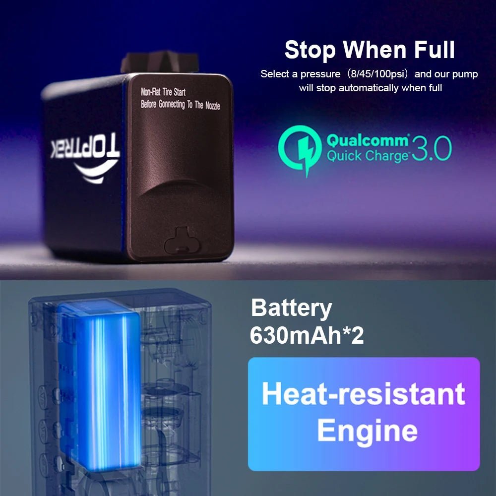 100Psi Mini Electric Air Pump Portable 1260Mah Bicycle Pump Inflator Presta Schrader Valve Road MTB Bike Motorcycle Pump Allinoneshop-24