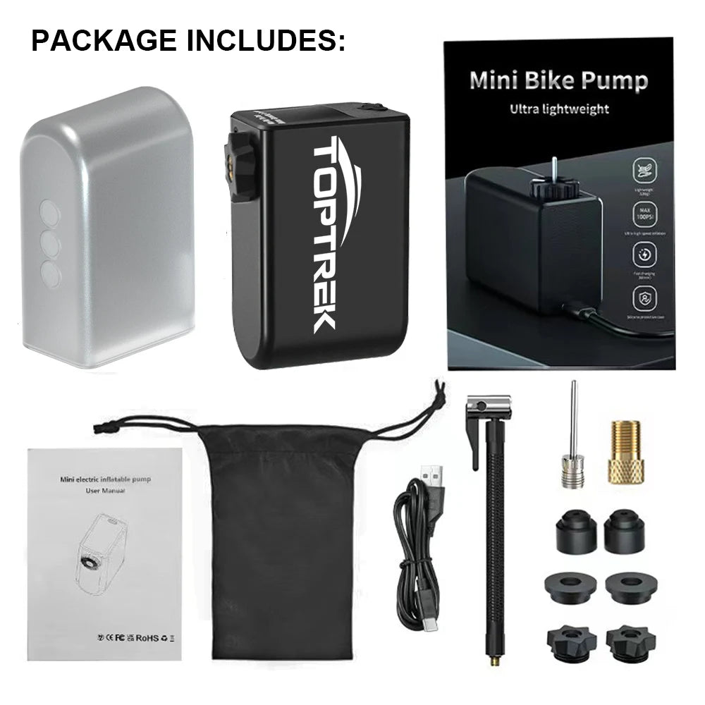 100Psi Mini Electric Air Pump Portable 1260Mah Bicycle Pump Inflator Presta Schrader Valve Road MTB Bike Motorcycle Pump Allinoneshop-24