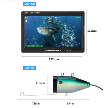 1080P Fish Finder with DVR 7 Inch Underwater Fishing Camera Double Lamp 15M/30M 16G TF Card for Winter/Sea/Ice Fisherman Fishing Allinoneshop-24