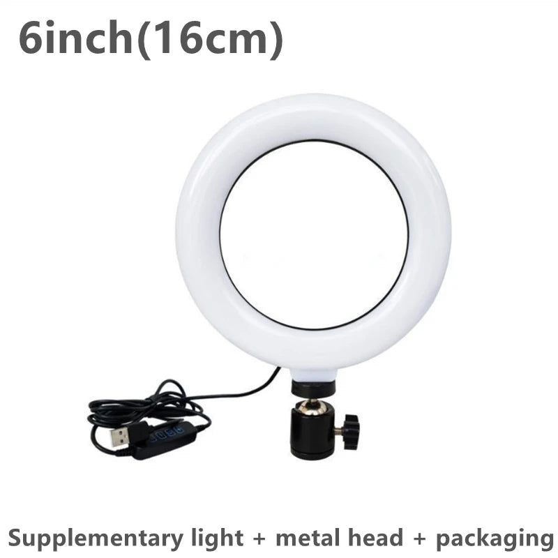 10/8/6/12 Inch Self - Timer Ring Light Photography Fill Light LED Ring Light Kit for Video Recording and Live Broadcast Equipment - Allinoneshop - 24