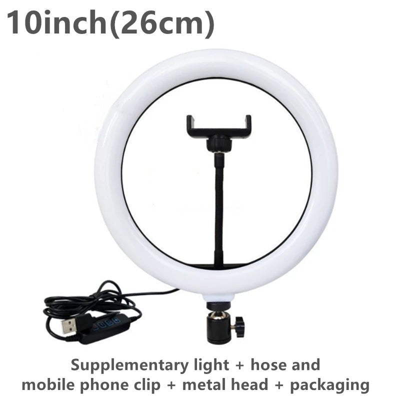 10/8/6/12 Inch Self - Timer Ring Light Photography Fill Light LED Ring Light Kit for Video Recording and Live Broadcast Equipment - Allinoneshop - 24