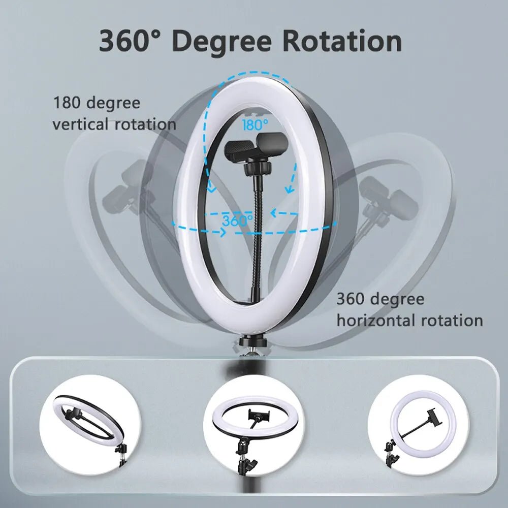 10/8/6/12 Inch Self - Timer Ring Light Photography Fill Light LED Ring Light Kit for Video Recording and Live Broadcast Equipment - Allinoneshop - 24