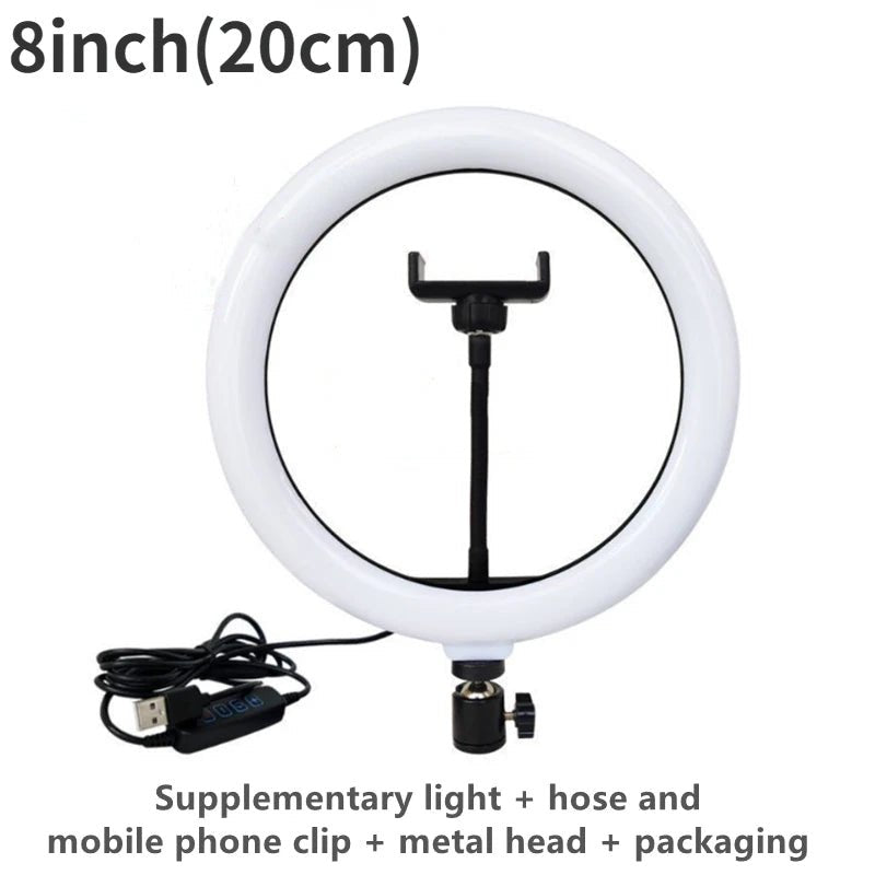 10/8/6/12 Inch Self - Timer Ring Light Photography Fill Light LED Ring Light Kit for Video Recording and Live Broadcast Equipment - Allinoneshop - 24