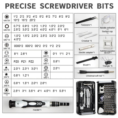116 in 1 Precision Screwdriver Set Magnetic Torx Phillips Hex Drill Bits Triple Layer Flip Cover Portable Repair Tool Kit Allinoneshop-24