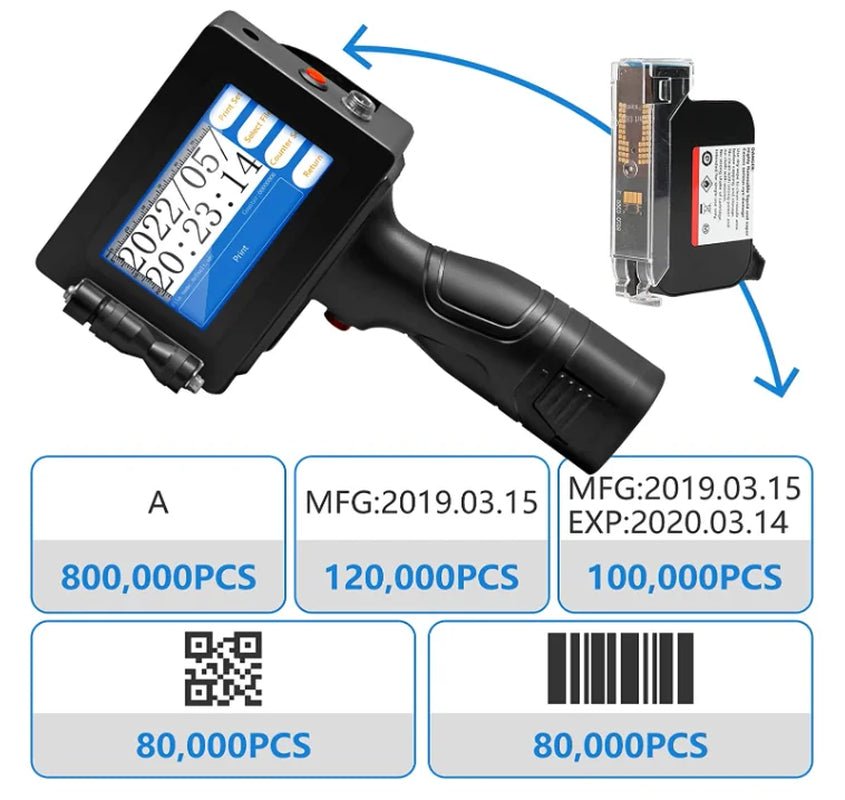 12.7MM Portable Handheld Inkjet Printer Production Date Barcode Label Coding Machine Batch Number QR Permanent Quick Drying Allinoneshop-24