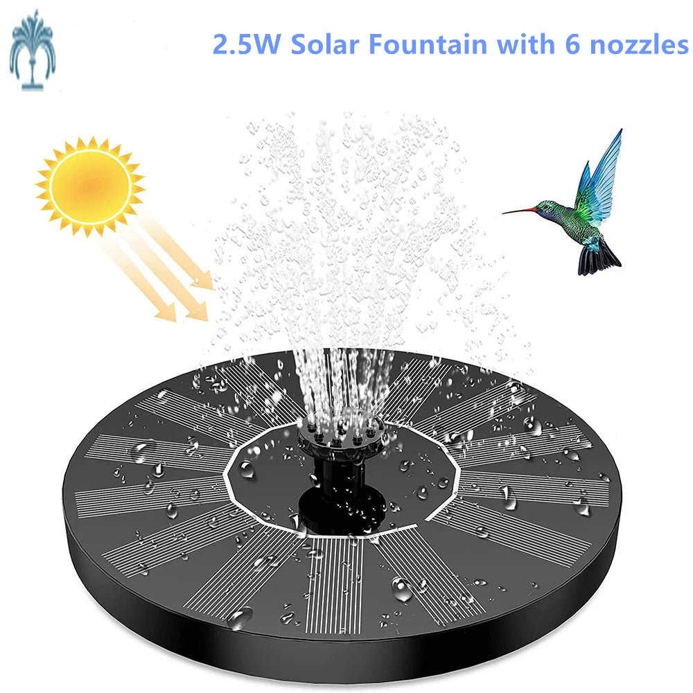 1.5W Solar Fountain Pump, with 6 nozzles Solar Bird Bath Fountain, Water Pump Floating Fountains Suitable for Ponds - Allinoneshop - 24