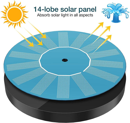 1.5W Solar Fountain Pump, with 6 nozzles Solar Bird Bath Fountain, Water Pump Floating Fountains Suitable for Ponds - Allinoneshop - 24