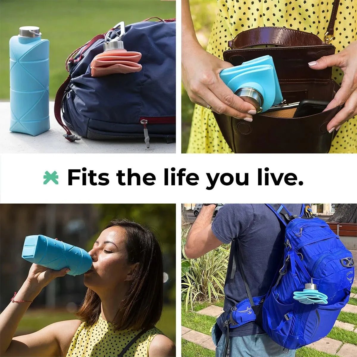 1Pc 750Ml Collapsible Water Bottle Leakproof Valve Reusable Silicone Foldable Travel Water Bottle for Gym Camping Hiking Travel Allinoneshop-24