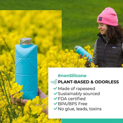 1Pc 750Ml Collapsible Water Bottle Leakproof Valve Reusable Silicone Foldable Travel Water Bottle for Gym Camping Hiking Travel Allinoneshop-24