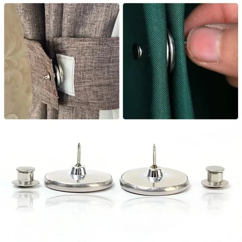 20/1Pairs Curtain Magnetic Button Nail Free Detachable Window Curtain Close Magnet Buckle Adjustment Curtain Clip Accessories Allinoneshop-24