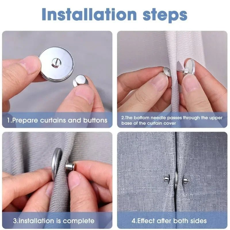 20/1Pairs Curtain Magnetic Button Nail Free Detachable Window Curtain Close Magnet Buckle Adjustment Curtain Clip Accessories Allinoneshop-24