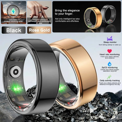 2024 NEW R02 Smart Ring Multifunctional Step Health Tracker Heart Rate Blood Oxygen Monitor Waterproof Men Women Sleep Fitness Allinoneshop-24