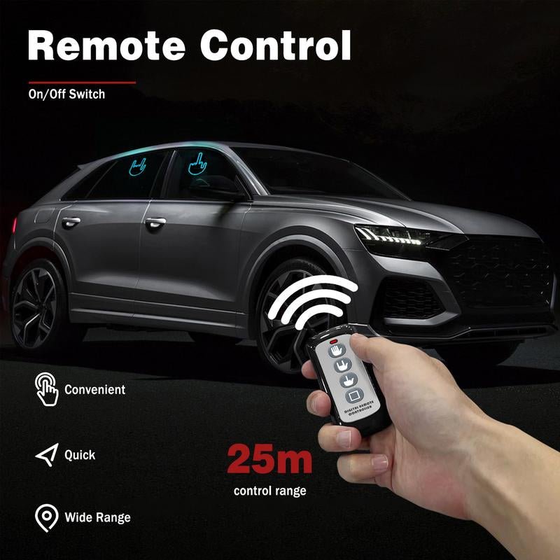 2025 New Car Gesture Lights with 3 Modes, Remote Control Car Kit, Rechargeable LED Rear Window Decoration for Expressing Emotions,Ambient Lighting Kit,Ambient Linghting Allinoneshop-24