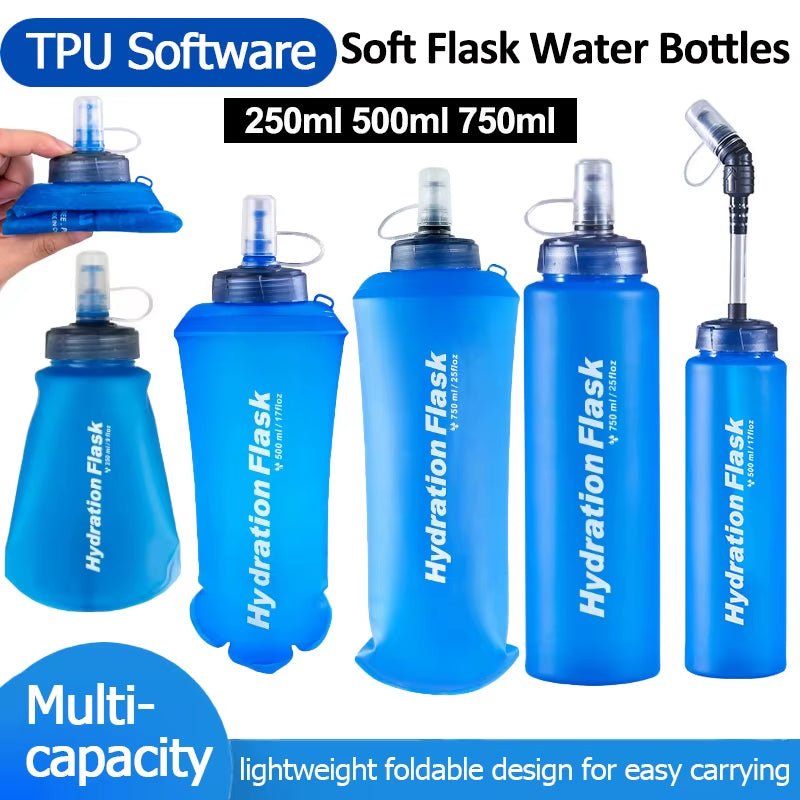 250Ml 500Ml 750Ml TPU Soft Flask Water Bottle Ultralight Folding Collapsible Water Bottle Running Hydration Pack Waist Bag Vest Allinoneshop-24