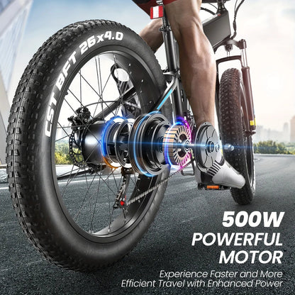 26" X 4.0 Fat Tire Ebike for Adult with High Speed 500W Brushless Motor, 48V 10Ah Foldable Electric Bicycles, 20MPH Ebike Allinoneshop-24