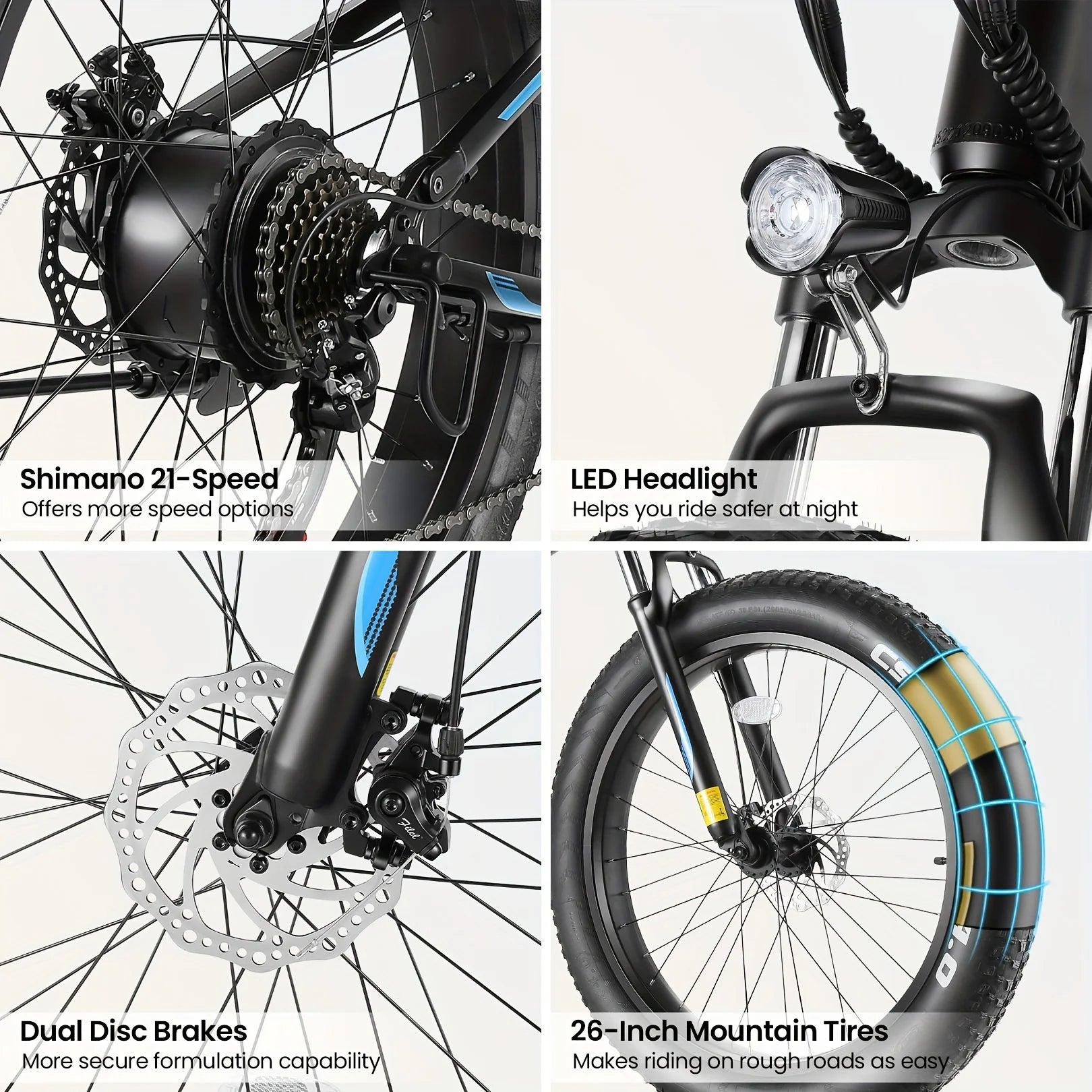 26" X 4.0 Fat Tire Ebike for Adult with High Speed 500W Brushless Motor, 48V 10Ah Foldable Electric Bicycles, 20MPH Ebike Allinoneshop-24