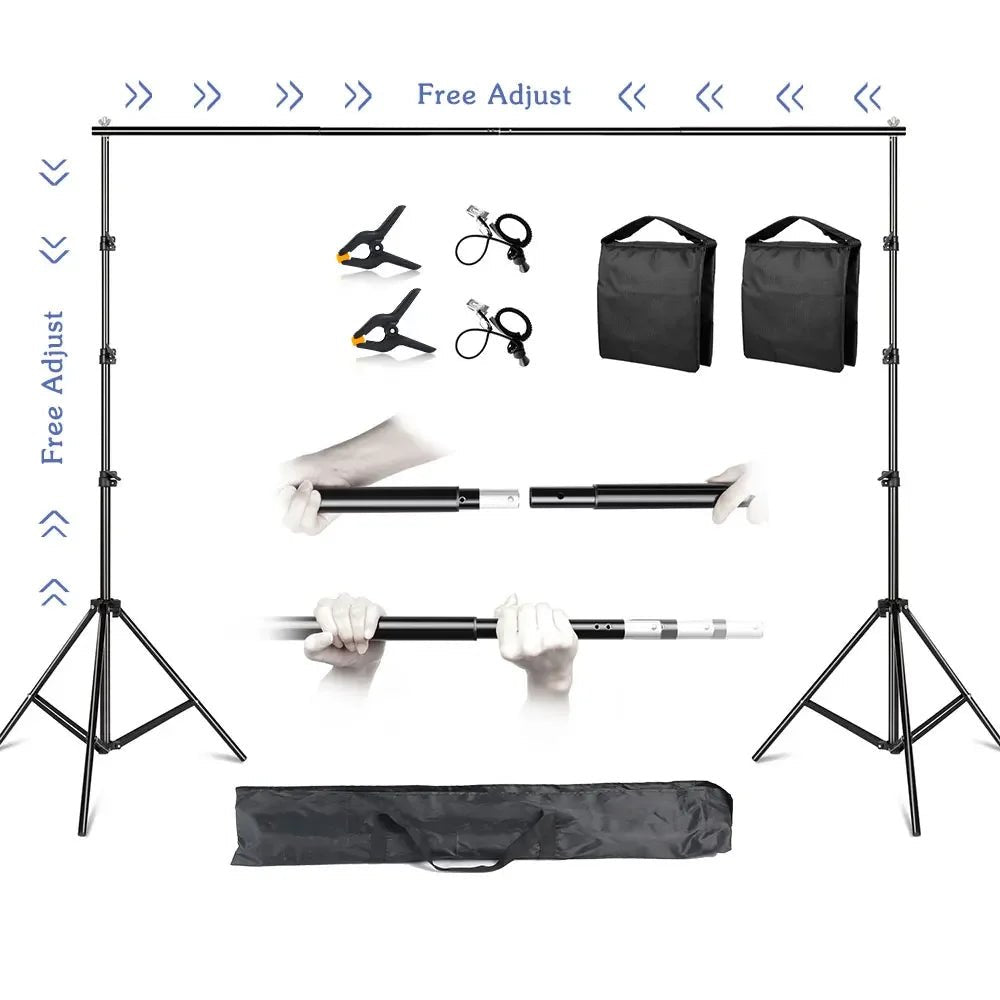 2.6X3M/8.5X10Ft Photo Video Studio Backdrop Background Stand, Adjustable Telescopic Background Support System with Carry Bag Allinoneshop-24