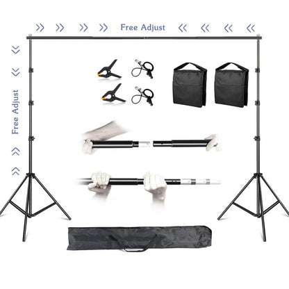 2.6X3M/8.5X10Ft Photo Video Studio Backdrop Background Stand, Adjustable Telescopic Background Support System with Carry Bag Allinoneshop-24