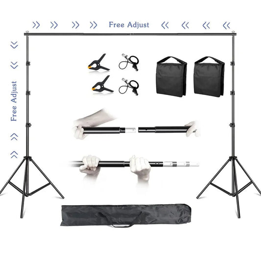 2.6X3M/8.5X10Ft Photo Video Studio Backdrop Background Stand, Adjustable Telescopic Background Support System with Carry Bag Allinoneshop-24