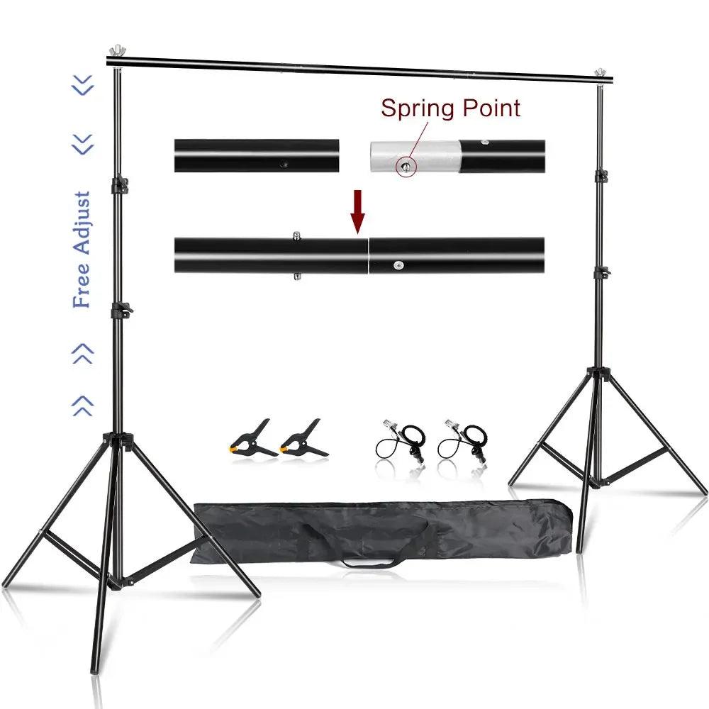 2.6X3M/8.5X10Ft Photo Video Studio Backdrop Background Stand, Adjustable Telescopic Background Support System with Carry Bag Allinoneshop-24