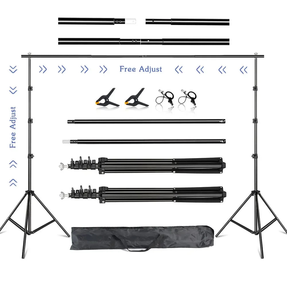2.6X3M/8.5X10Ft Photo Video Studio Backdrop Background Stand, Adjustable Telescopic Background Support System with Carry Bag Allinoneshop-24
