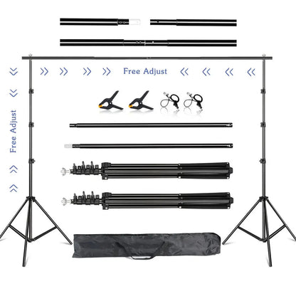 2.6X3M/8.5X10Ft Photo Video Studio Backdrop Background Stand, Adjustable Telescopic Background Support System with Carry Bag Allinoneshop-24