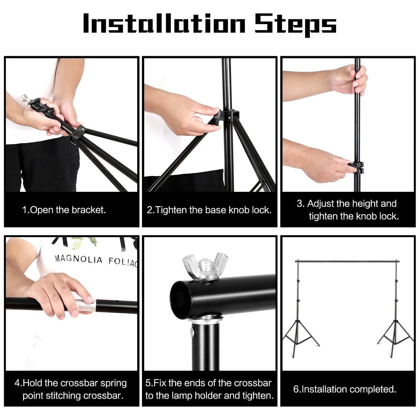 2.6X3M/8.5X10Ft Photo Video Studio Backdrop Background Stand, Adjustable Telescopic Background Support System with Carry Bag Allinoneshop-24