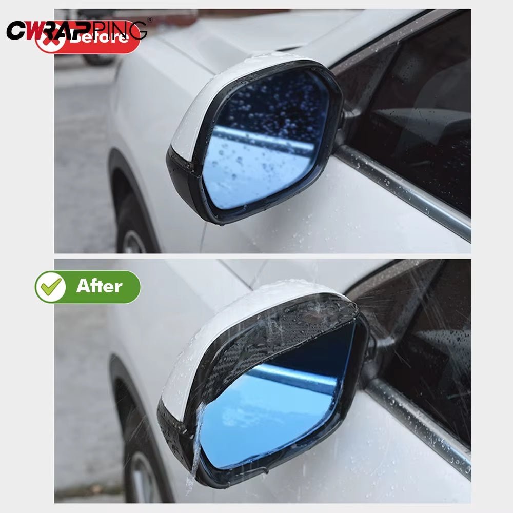 2PCS Car Rearview Mirror Rain Eyebrow Carbon Fiber Sun Visor Shade Cover Protector Clear Vision for Rain Car Mirror Accessories Allinoneshop-24