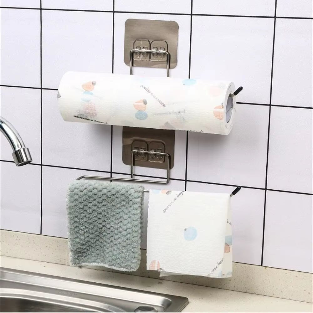 2PCS Kitchen Paper Towel Holder Adhesive Toilet Paper Rack Towel Hanger Tissue Dispenser Roll Napkin Cabinet Storage Accessories Allinoneshop-24