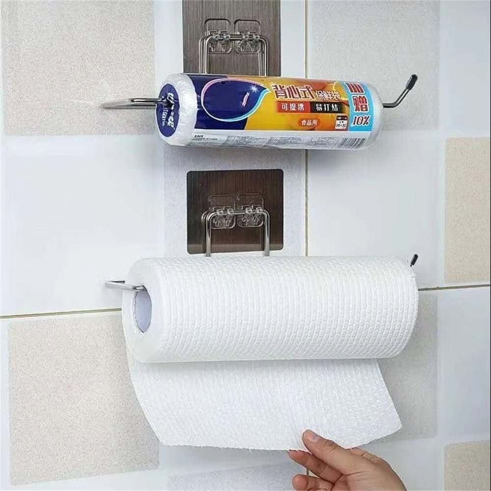 2PCS Kitchen Paper Towel Holder Adhesive Toilet Paper Rack Towel Hanger Tissue Dispenser Roll Napkin Cabinet Storage Accessories Allinoneshop-24