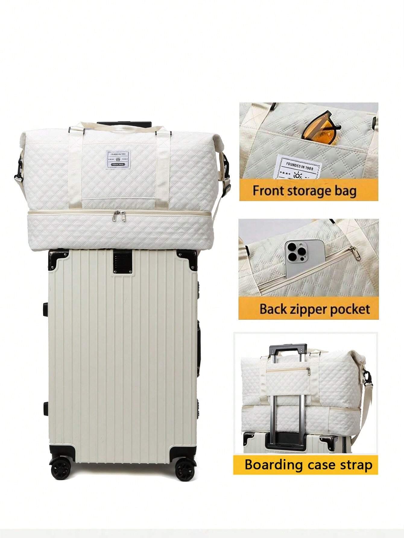 2PCS Large Capacity Travel Duffel Bag, Wet and Dry Separation Fitness Bag, Weekend Overnight Shoulder Bag, Hospital Necessary Mommy Bag, Travel Bag, Holiday Bag, Weekend Bag, Overnight Bag, with a Pull Bar Bag, with Shoe Storage, Boarding Bag, Cosmetics S Allinoneshop-24