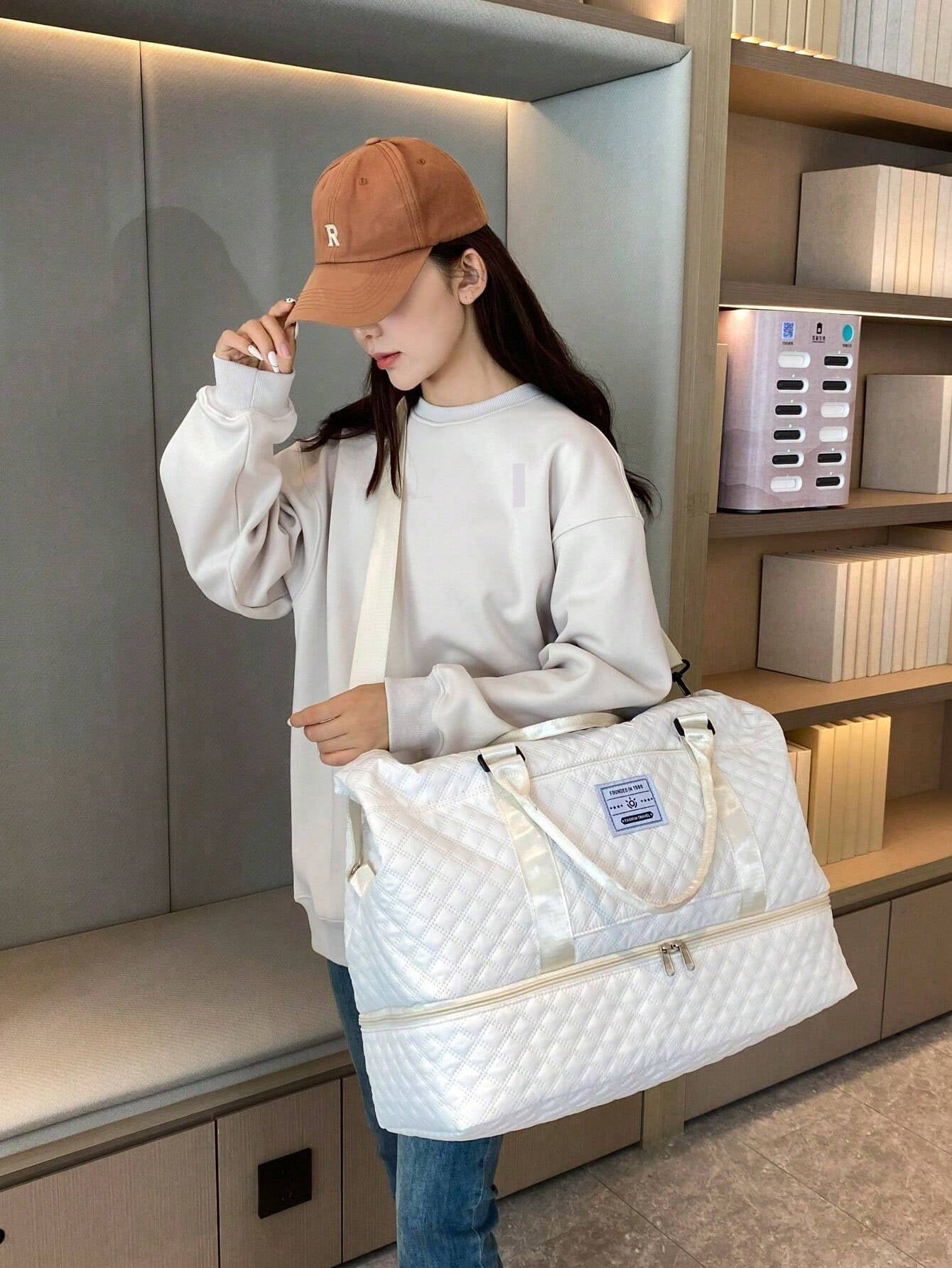 2PCS Large Capacity Travel Duffel Bag, Wet and Dry Separation Fitness Bag, Weekend Overnight Shoulder Bag, Hospital Necessary Mommy Bag, Travel Bag, Holiday Bag, Weekend Bag, Overnight Bag, with a Pull Bar Bag, with Shoe Storage, Boarding Bag, Cosmetics S Allinoneshop-24