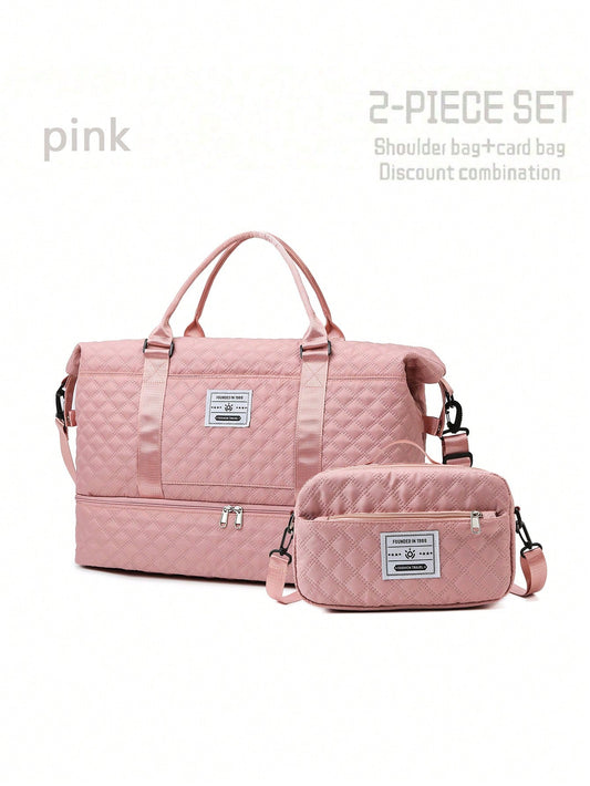 2PCS Large Capacity Travel Duffel Bag, Wet and Dry Separation Fitness Bag, Weekend Overnight Shoulder Bag, Hospital Necessary Mommy Bag, Travel Bag, Holiday Bag, Weekend Bag, Overnight Bag, with a Pull Bar Bag, with Shoe Storage, Boarding Bag, Cosmetics S Allinoneshop-24