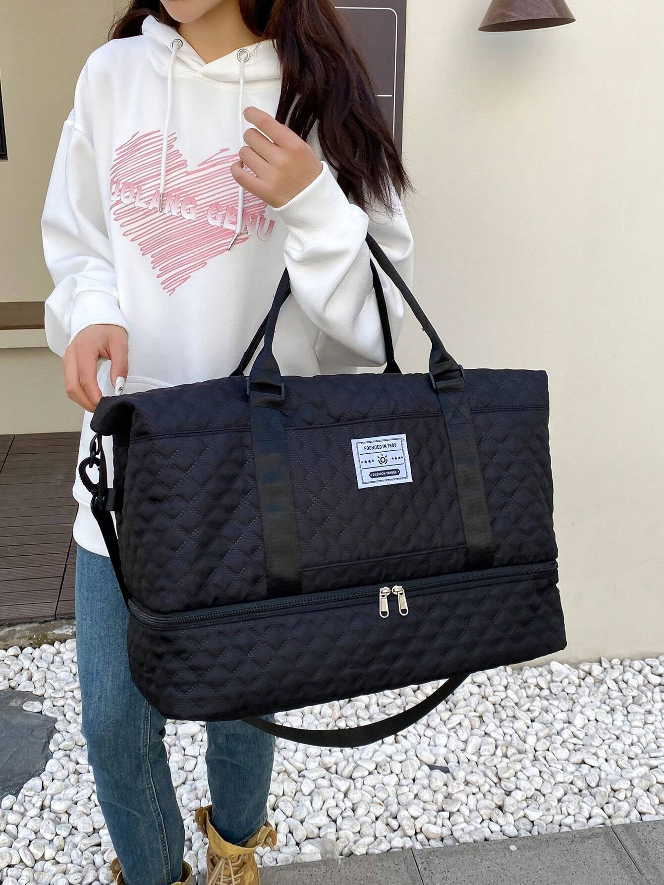 2PCS Large Capacity Travel Duffel Bag, Wet and Dry Separation Fitness Bag, Weekend Overnight Shoulder Bag, Hospital Necessary Mommy Bag, Travel Bag, Holiday Bag, Weekend Bag, Overnight Bag, with a Pull Bar Bag, with Shoe Storage, Boarding Bag, Cosmetics S Allinoneshop-24