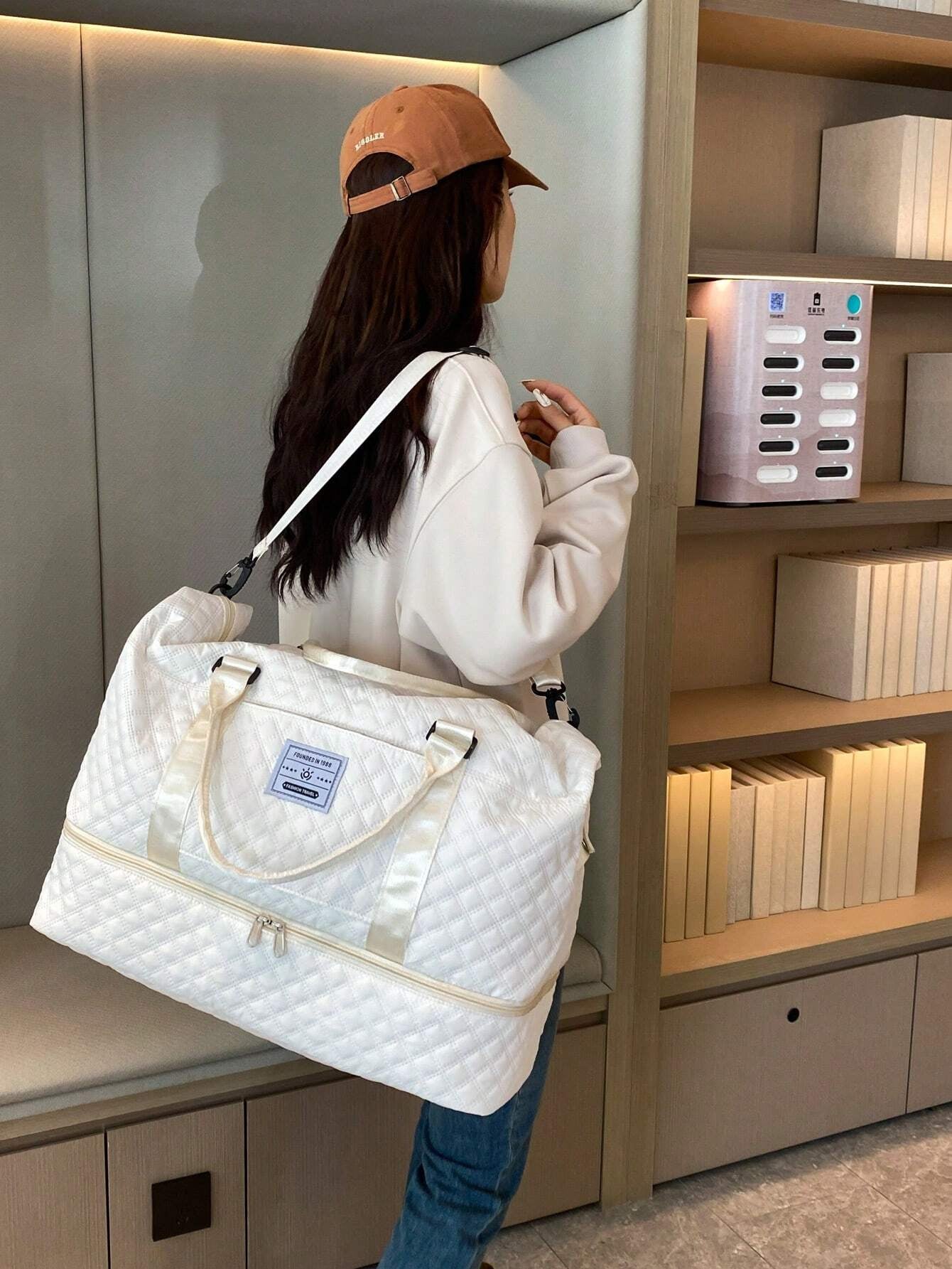 2PCS Large Capacity Travel Duffel Bag, Wet and Dry Separation Fitness Bag, Weekend Overnight Shoulder Bag, Hospital Necessary Mommy Bag, Travel Bag, Holiday Bag, Weekend Bag, Overnight Bag, with a Pull Bar Bag, with Shoe Storage, Boarding Bag, Cosmetics S Allinoneshop-24