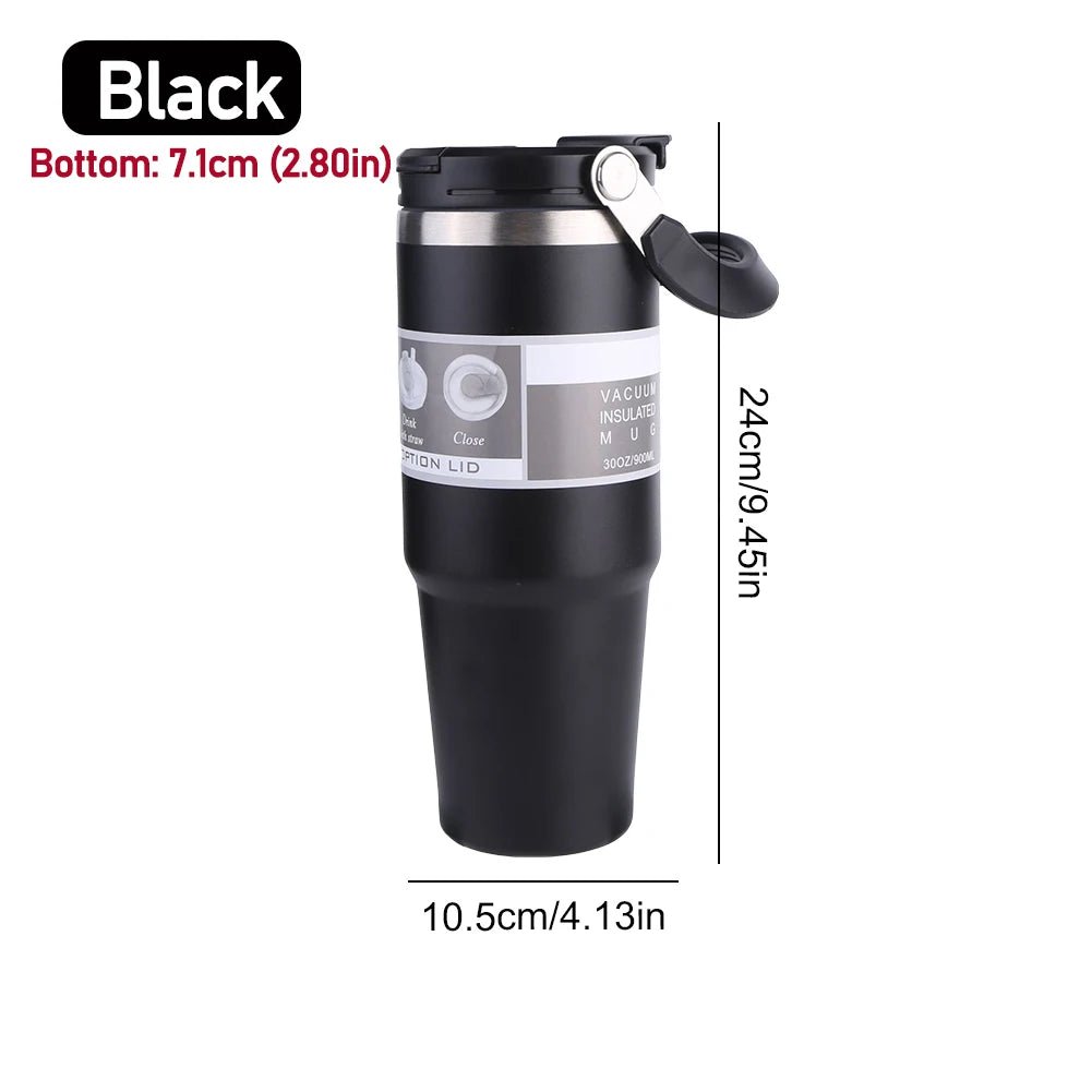 30Oz Vacuum Insulated Cup with Handle Double-Layer Insulated Cup Stainless Steel Sports Water Bottle for Cold Hot Beverages Allinoneshop-24